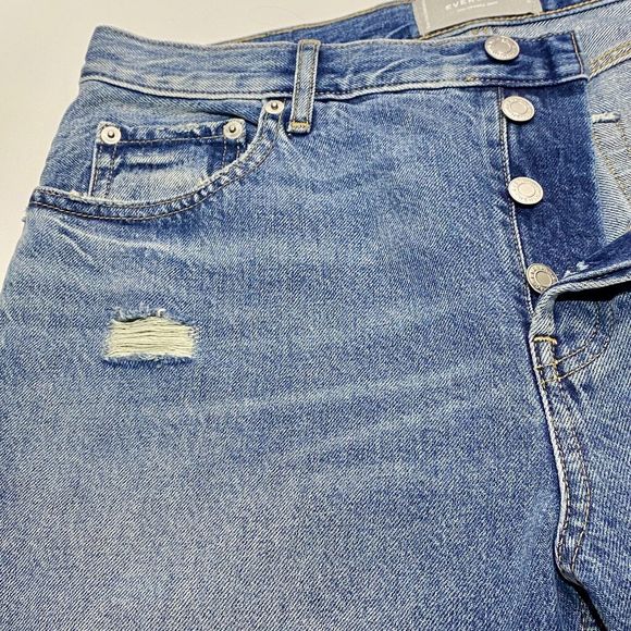 Everlane The Cheeky Jean Size 30 (32x28) Blue Raw Hem Ankle High Rise Distressed - Picture 4 of 13